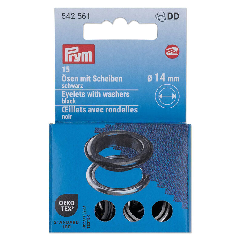 Öljetter med brickor [15 stycken | Ø 14 mm] | Prym – svart/silvermetallic,  image number 1