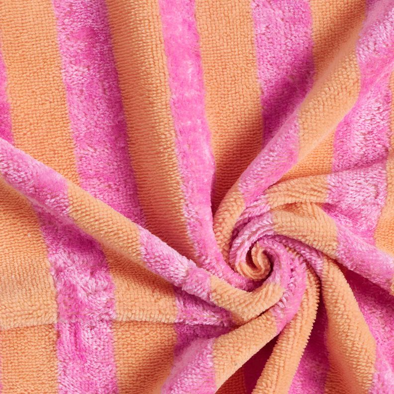 Frottétyg Bambus blockränder – ljusorange/pink,  image number 4