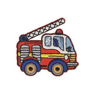 Applikation Brandbil [ 4 x 4,5 cm ] – chiliröd/yllevit, 