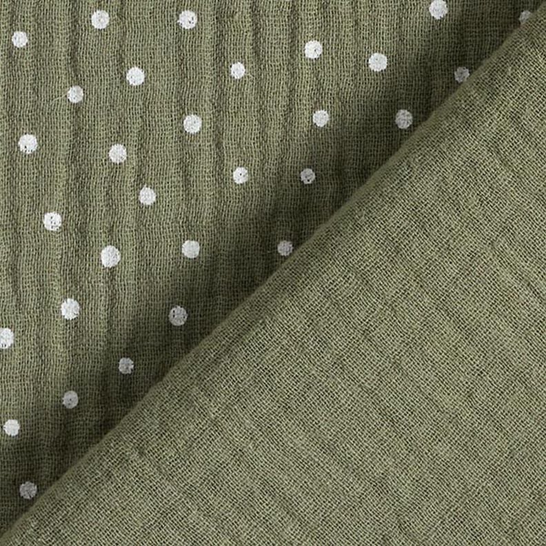 Muslin/Dubbel-krinkelväv prickar – ljusoliv/vit, image number 4
