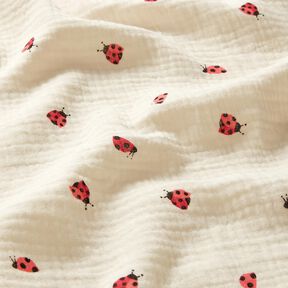 Muslin/Dubbel-krinkelväv Söta nyckelpigor – yllevit, 