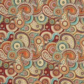 Dekorationstyg Gobeläng abstrakt paisley – ljusbeige/kaminrött, 