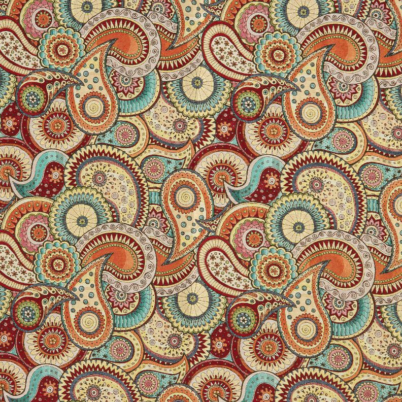 Dekorationstyg Gobeläng abstrakt paisley – ljusbeige/kaminrött, image number 1