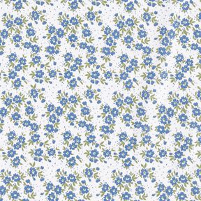 Bomullspoplin blomsterhav – jeansblå/vit, 
