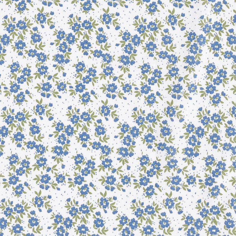 Bomullspoplin blomsterhav – jeansblå/vit, image number 1