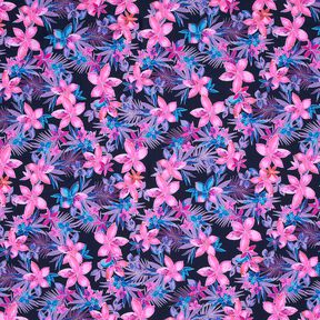 Baddräktstyg Tropiska blommor – marinblått/pink, 