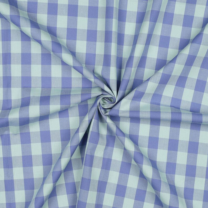 Bomullspoplin Check | Poppy Fabrics – ljus mint/fläder,  image number 3