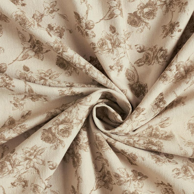 Bomullstyg  antika rosor – ljus gråbrun/dyn,  image number 3
