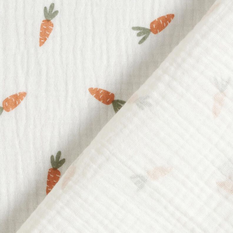 Muslin/Dubbel-krinkelväv Små morötter – yllevit, image number 4