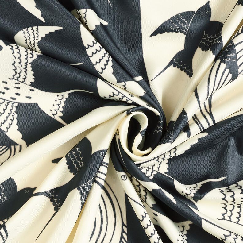 Satinpanel Svalor | Katia Fabrics – antracit/kräm, image number 3