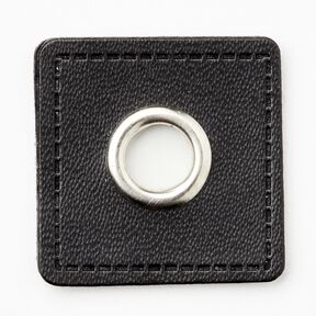 Öljettlapp [30 x 30 mm] – svart/silvermetallic, 