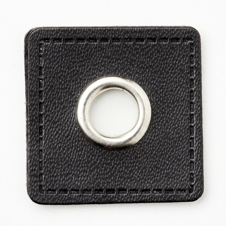 Öljettlapp [30 x 30 mm] – svart/silvermetallic,  image number 1