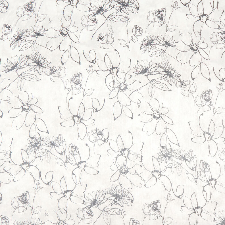 viskosmix metallisk glans blomteckning – vit/svart,  image number 1