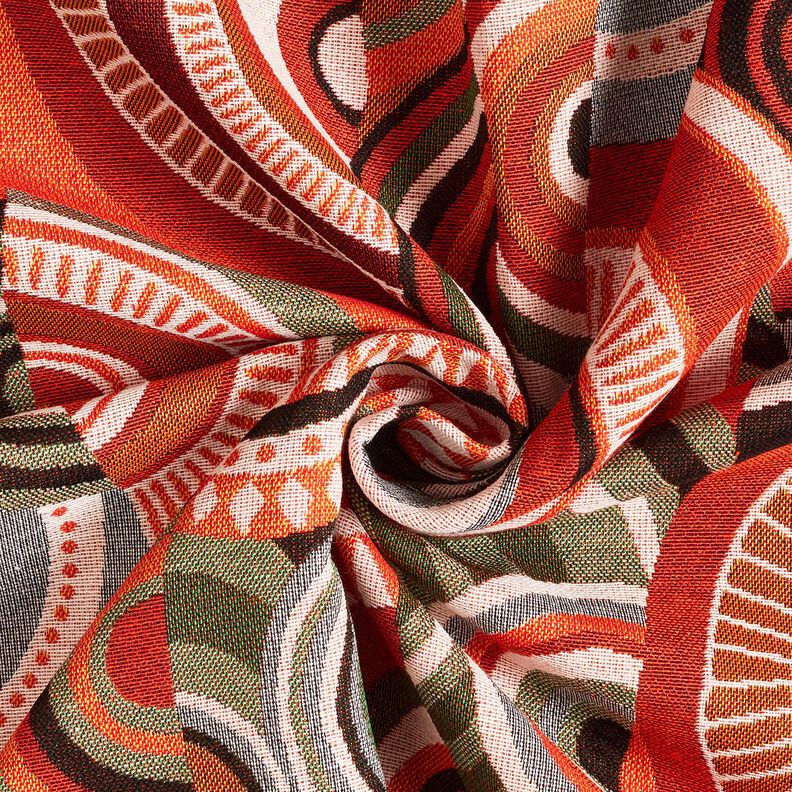 Dekorationstyg Gobeläng abstrakta halvcirklar – terracotta/grön, image number 3