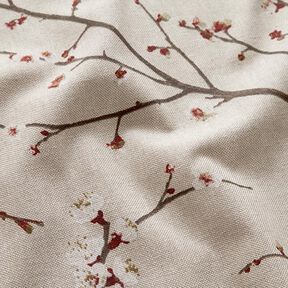 Dekorationstyg Halvpanama Japanska körsbärsblommor – natur/burgunder,  Dekorationstyg Halvpanama Japanska körsbärsblommor – natur/burgunder,