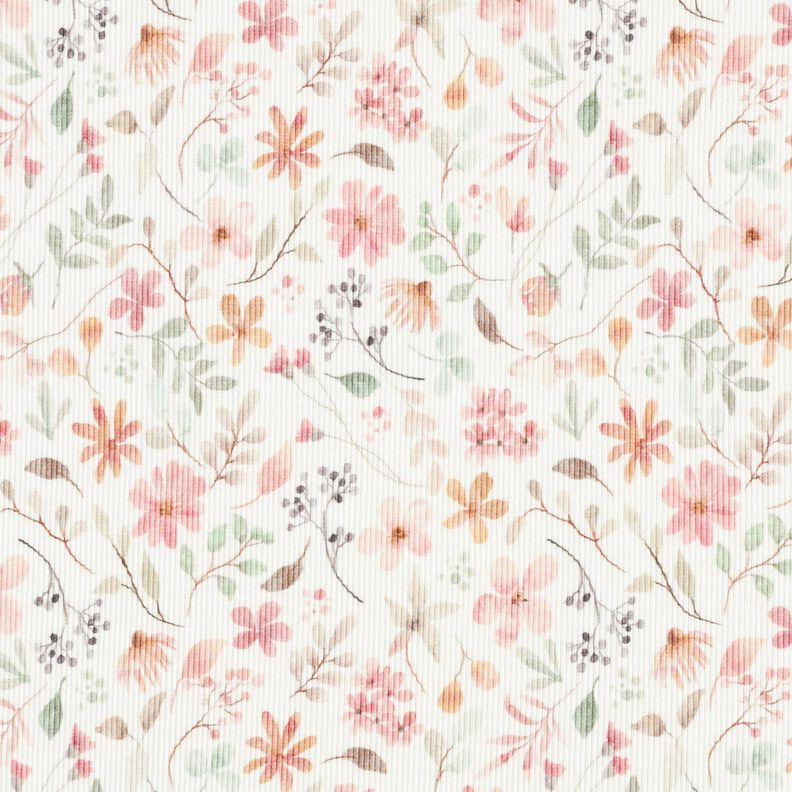 Ribbad jersey Söt blomsteräng Digitaltryck – yllevit,  image number 1