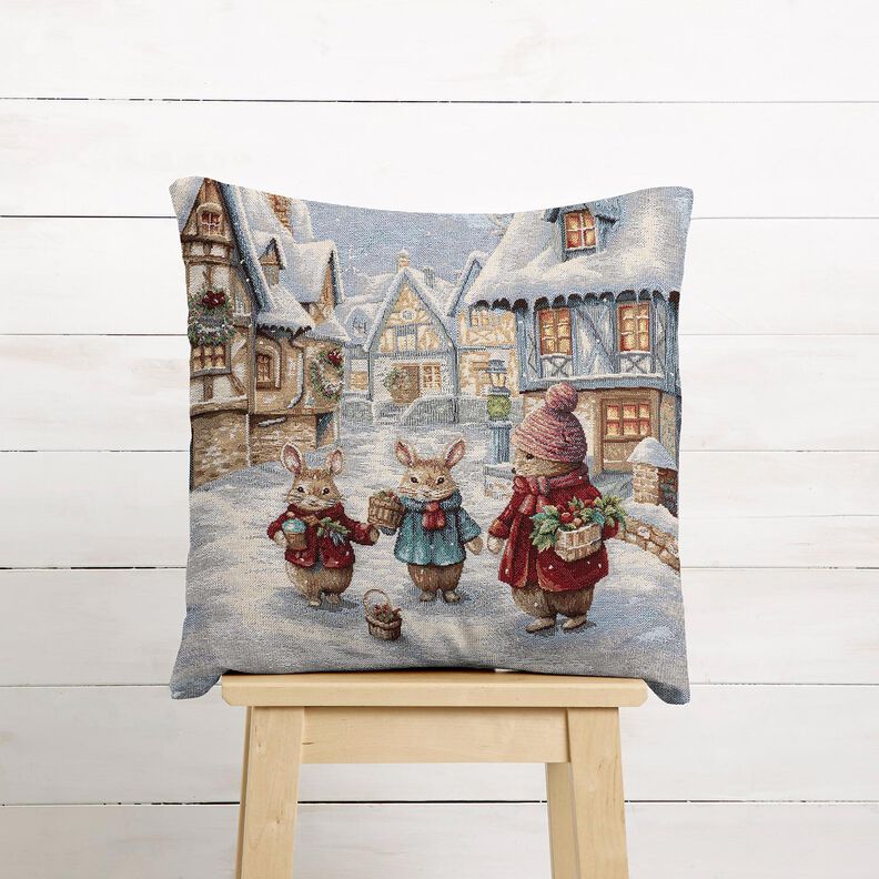 dekorationspanel Gobeläng julkaniner – ljusblå/karminröd,  image number 5