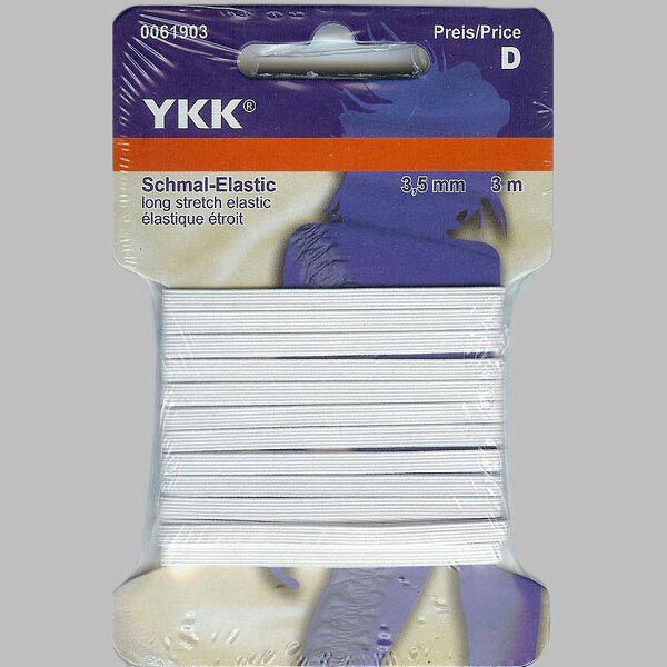 Smal elastiskt band [3m] – vit | YKK,  image number 1