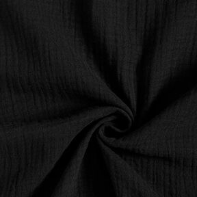 GOTS Muslin/Dubbel-krinkelväv | Tula – svart, 