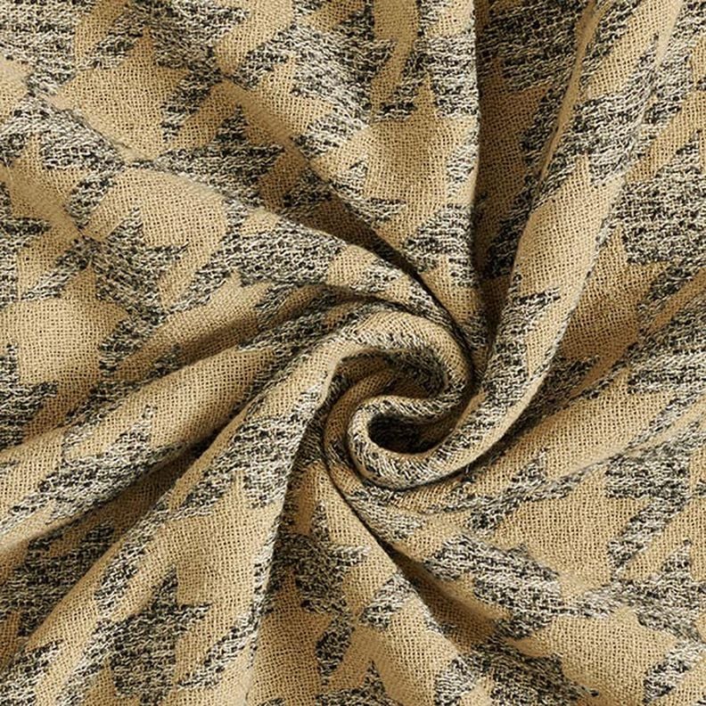Dubbelvävt tyg med stort hundtandsmönster – beige/grått, image number 3