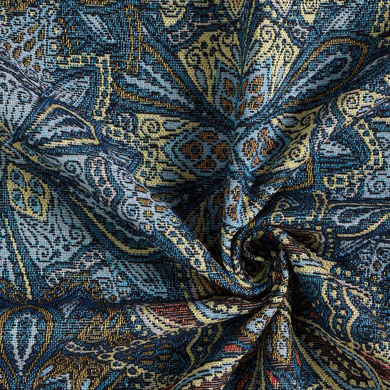 Dekorationstyg Gobeläng Mandala Blommor – svart/blå, image number 3