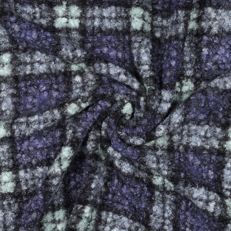 Stickad Bouclé Check – lila/ljus mint, image number 3