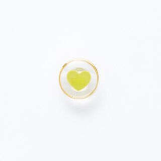 Hjärtformad knapp med ögla och guldfärgad kant [ Ø 11 mm ] – gul/guld, 