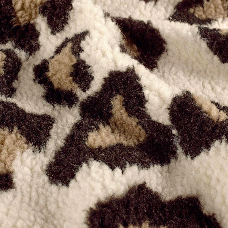 sherpa teddyplysch leopardmönster – mandel/svart,  image number 2