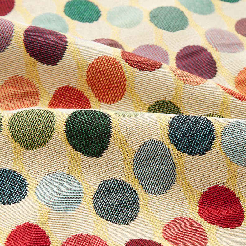 Dekorationstyg Gobeläng Vågpunkter – ljusbeige/blå, image number 2