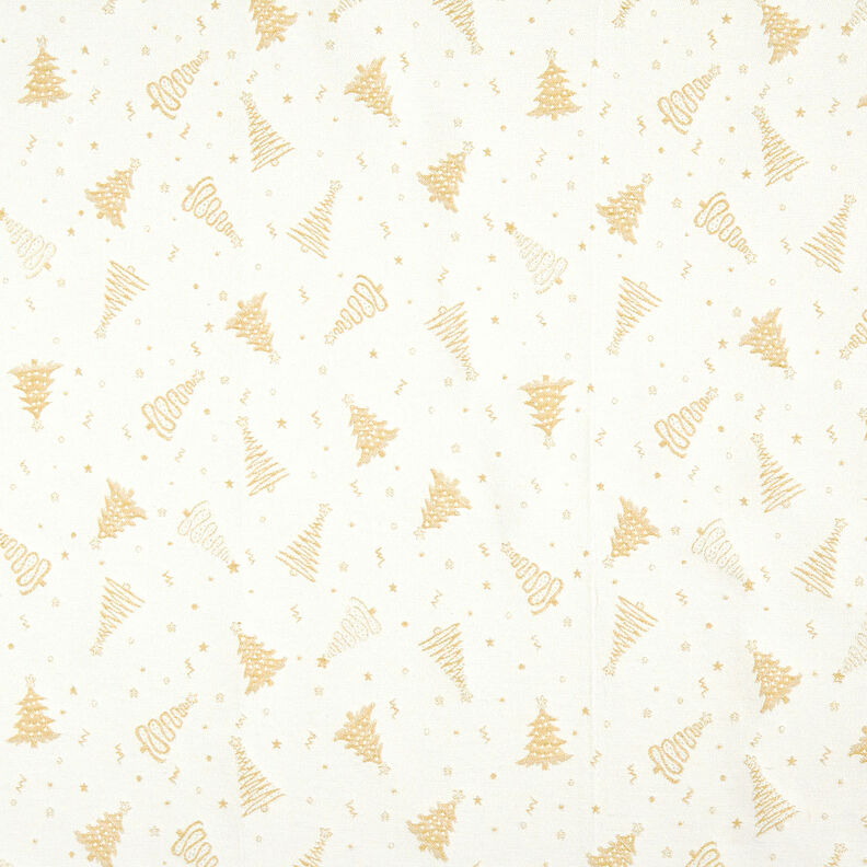 Dekorationstyg Jacquard Lurex Små granar – ljusbeige/guld, image number 1