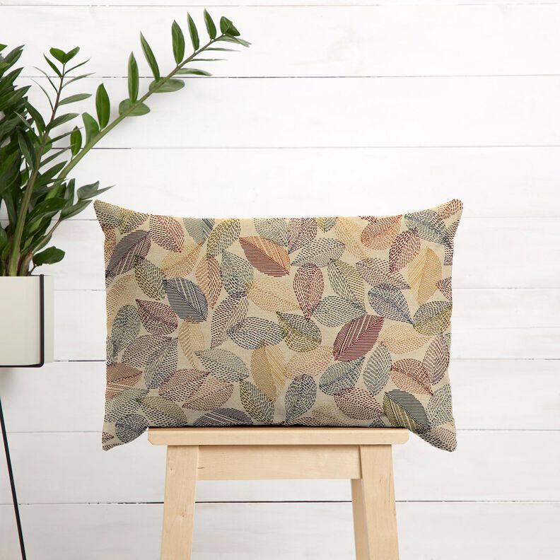 Dekorationstyg Gobeläng lövskisser – ljusbeige/grön,  image number 5