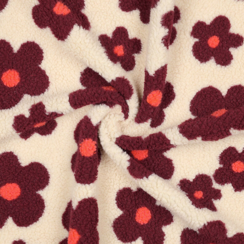 Teddyplysch Blommor | Poppy Fabrics – cashew/bordeauxrött, image number 4