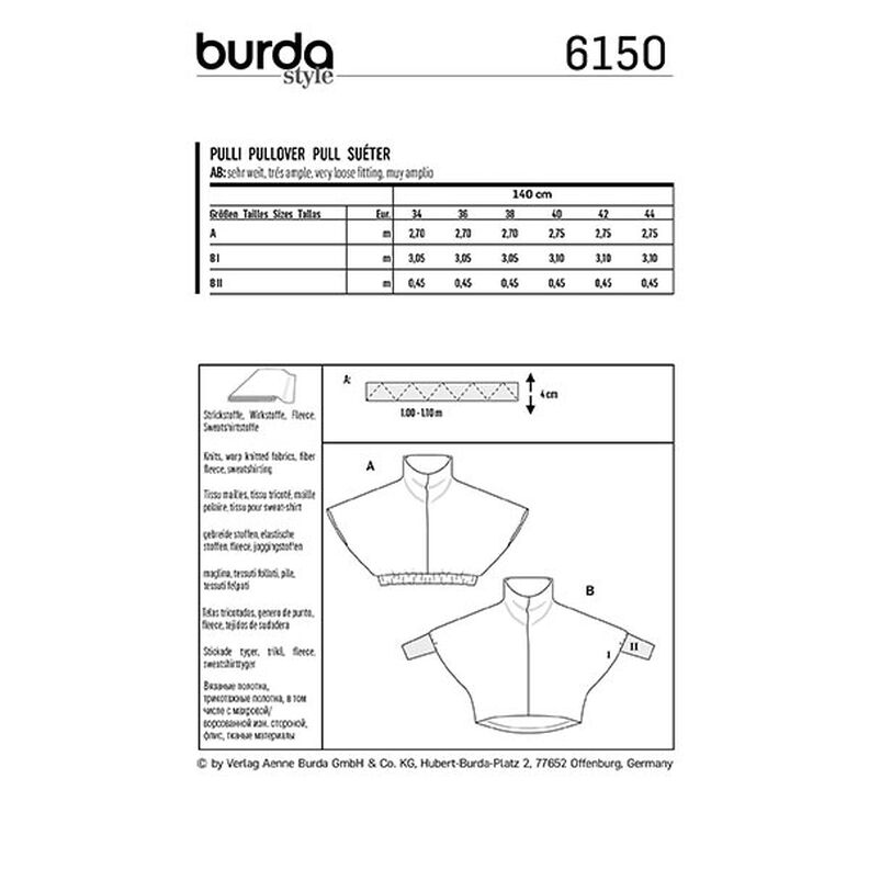 Stickad tröja, Burda 6150 | 34-44,  image number 10