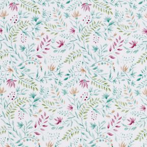 Bomullspoplin blomsterdröm Digitaltryck – vit/eukalyptus, 