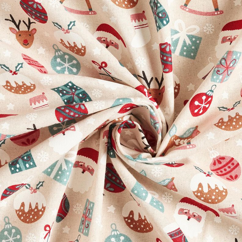 Dekorationstyg Canvas söta julmotiv – natur/eukalyptus,  image number 3