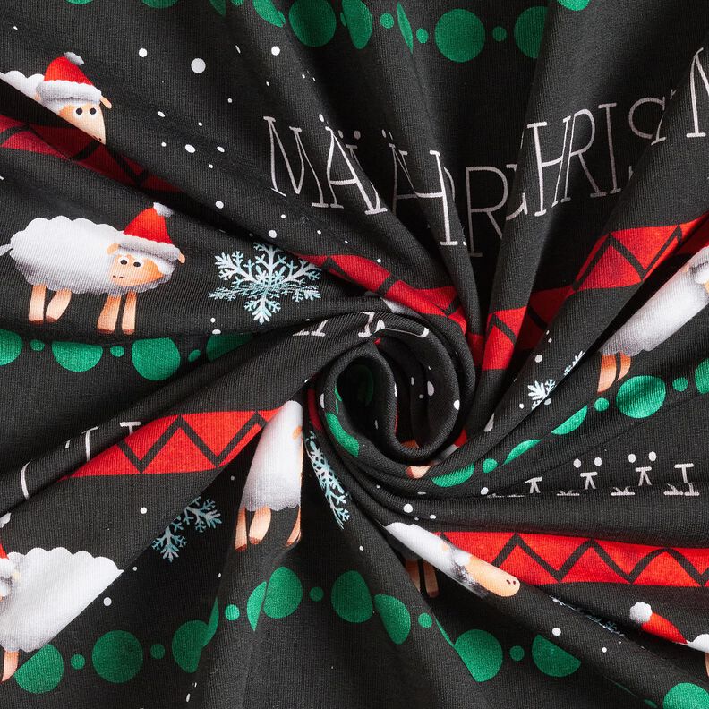 French Terry Sommarsweat Määährry Christmas | Glitzerpüppi – svart/chiliröd,  image number 3