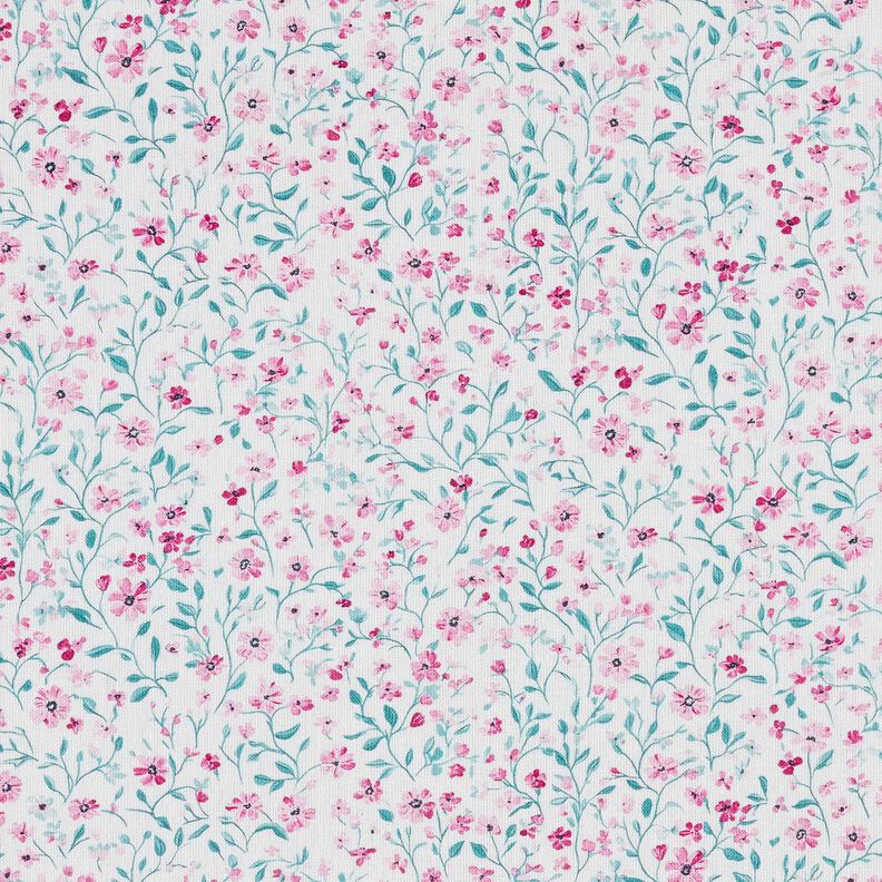 Bomullstyg Poplin ljuva blommor – pepparmynta/pastellviolett, image number 1