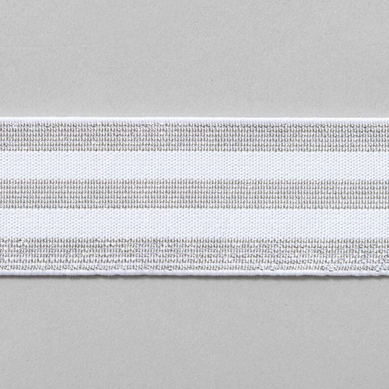 Randigt gummiband [40 mm] – vit/silver,  image number 1