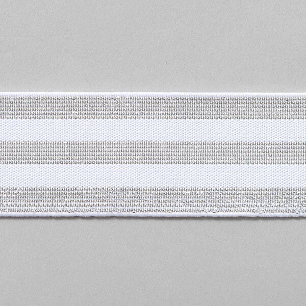 Randigt gummiband [40 mm] – vit/silver,  image number 1