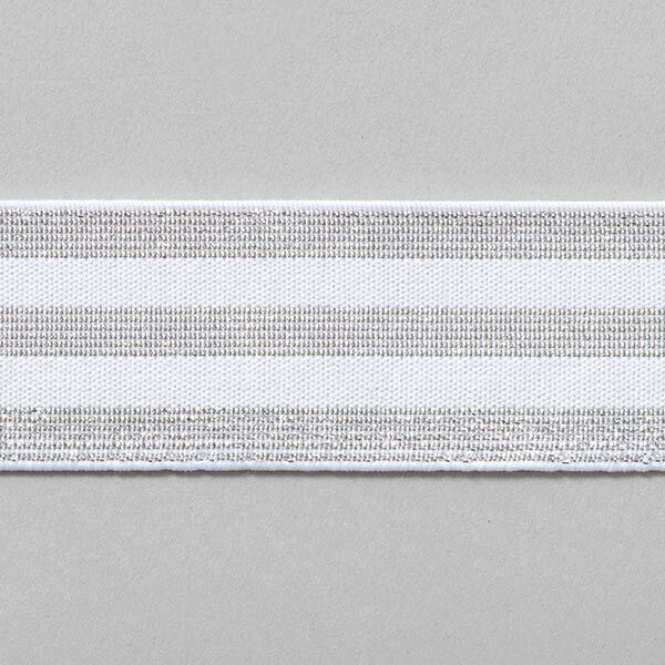 Randigt gummiband [40 mm] – vit/silver,  image number 1