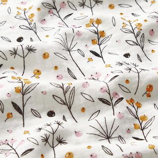Muslin/Dubbel-krinkelväv ängsväxter – vit/brandgul, 