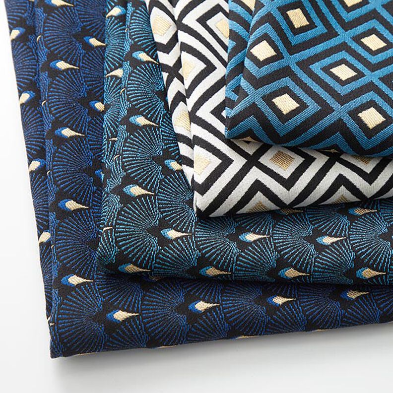 Dekorationstyg Jacquard Artdecoromber – yllevit/guld,  image number 5