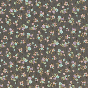 Crepe-chiffong Dobby & Blommor &ndash; svart/ljusbl&aring;, 