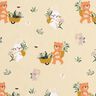 Bomullspoplin Djur som plockar blommor – vaniljgul,  thumbnail number 1