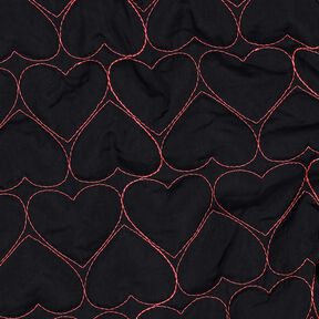 Quiltat tyg neonhjärtan | Poppy Fabrics – svart/neonpink, 