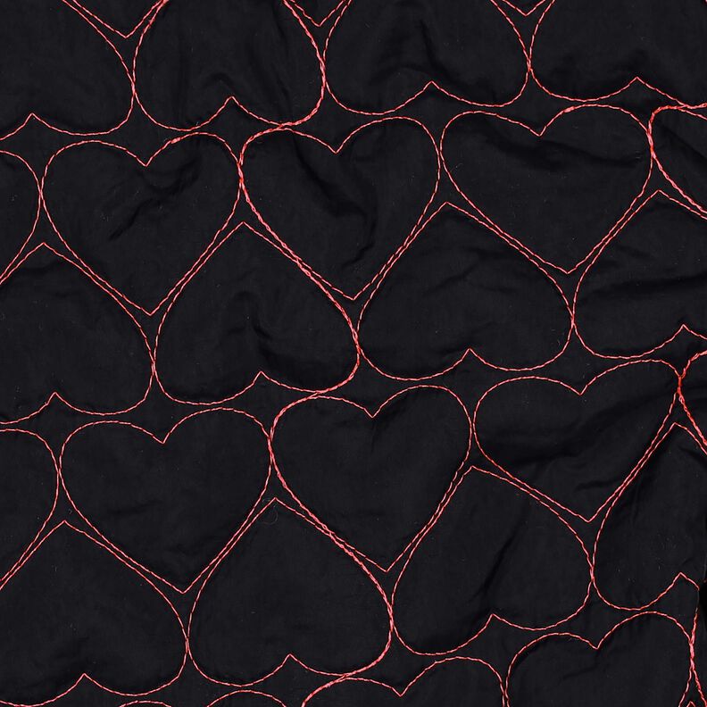 Quiltat tyg neonhjärtan | Poppy Fabrics – svart/neonpink, image number 2