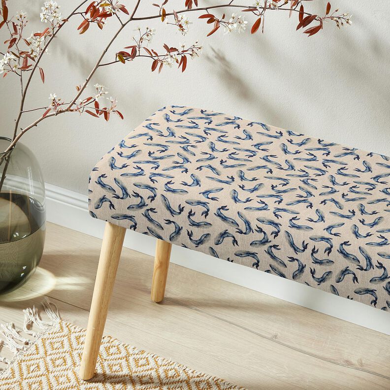 Dekorationstyg Halvpanama valar &ndash; indigo/natur,  image number 5