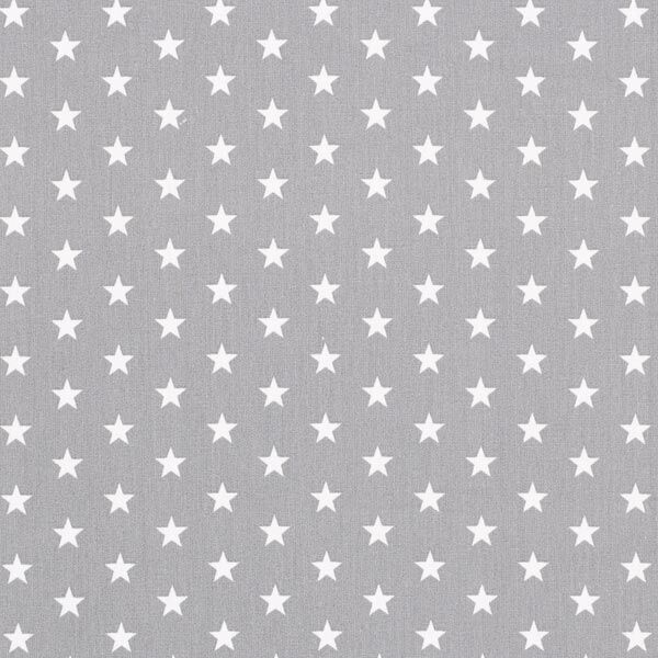 Bomullspoplin Medelstora stjärnor – grått/vit,  image number 1