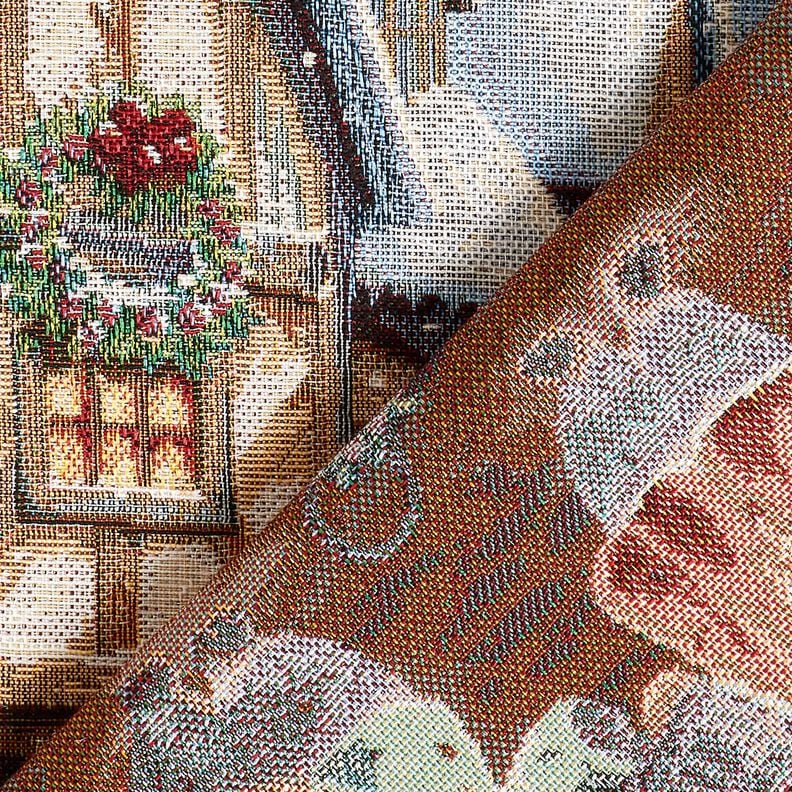 dekorationspanel Gobeläng julkaniner – ljusblå/karminröd,  image number 4