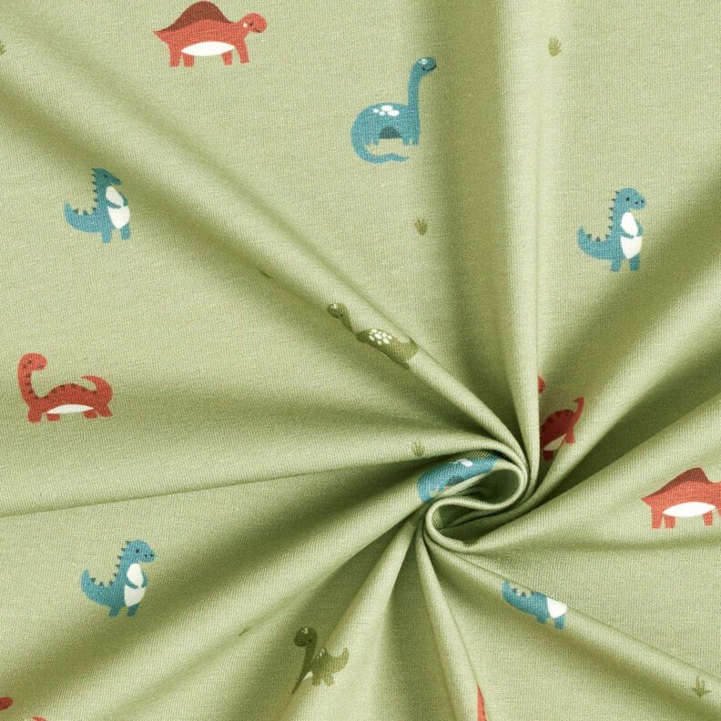 Bomullsjersey Glada dinosaurier – gråbeige, image number 3